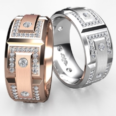 Pave Bezel Set Diamond Eternity Men's Wedding Band 14k White Gold 1.10 Ct.