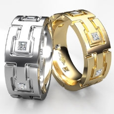 Bezel Set Princess Diamond Eternity Men's Wedding Band 14k Rose Gold 0.50 Ct. (0.5Ct. tw.)