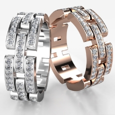 Chain Link Micro Pave Men's Diamond Eternity Wedding Band 14k Rose Gold 1.3Ct (1.3Ct. tw.)