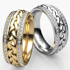 Braided Diamond Eternity Men's Wedding Band in 14k Gold Yellow  (0.57Ct. tw.)