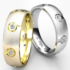 Bezel Set Diamond Matte Eternity Men's Wedding Band 14k White Gold 0.10 Ct.