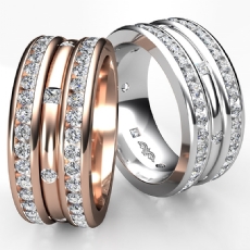 Princess & Round Diamond Men's Eternity Wedding Band in 14k White Gold 1.75 Ct