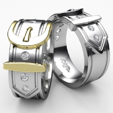 Buckle Design Men's Diamond Wedding Band In 14k Gold White 0.20 Ct. (0.2Ct. tw.)