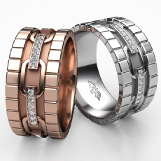 Link Design Men's Eternity Diamond Wedding Band 14k Rose Gold 0.25 Ct. (0.25Ct. tw.)