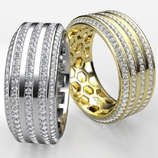 5 Row Men's Diamond Eternity Wedding Band Hexagon Cuts 18k Gold Yellow 1.70 Ct. (1.7Ct. tw.)