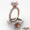 Flower Halo Round Semi Mount Diamond Engagement Ring French Pave 18k Rose Gold 0.5Ct - javda.com 