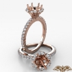 Flower Halo Round Semi Mount Diamond Engagement Ring French Pave 14k Rose Gold 0.5Ct - javda.com 