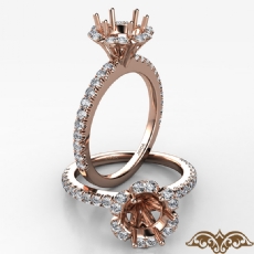 Flower Halo Round Semi Mount Diamond Engagement Ring French Pave 14k Rose Gold  (0.5Ct. tw.)