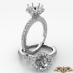 Flower Halo Round Semi Mount Diamond Engagement Ring French Pave Platinum 950 0.5Ct - javda.com 