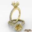 Flower Halo Round Semi Mount Diamond Engagement Ring French Pave 18k Yellow Gold 0.5Ct - javda.com 