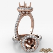 Petal Basket Round Semi Mount 18k Rose Gold Halo Diamond Engagement Ring 0.7Ct - javda.com 