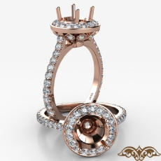 Petal Basket Round Semi Mount 14k Rose Gold Halo Diamond Engagement Ring  (0.7Ct. tw.)