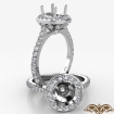 Petal Basket Round Semi Mount 14k White Gold Halo Diamond Engagement Ring 0.7Ct - javda.com 