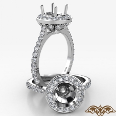 Petal Basket Round Semi Mount 14k White Gold Halo Diamond Engagement Ring 0.70Ct