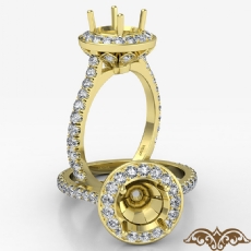 Petal Basket Round Semi Mount 18k Gold Yellow Halo Diamond Engagement Ring  (0.7Ct. tw.)