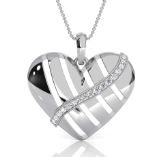 Heart Pendant 0.13ctw. Round Lab Grown Diamond 14K White Gold Modern Love Design