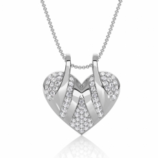 Elegant 14K White Gold Heart Love Pendant Multi Pave Lab Grown Diamond 0.28 ctw.