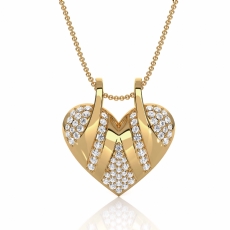 Elegant 14k Gold Yellow Heart Love Pendant Multi Pave Lab Grown Diamond  (0.28Ct. tw.)