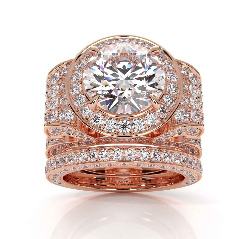 Designer Vintage Bridal Set diamond Ring 14k Rose Gold