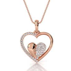 18k Rose Gold Lab Grown Diamond Heart Pendant Necklace  Romantic Design (0.18Ct. tw.)
