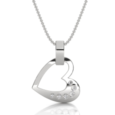 Modern Open Heart Pendant Lab Grown Diamond 14K White Gold Necklace 0.05 ctw.