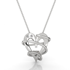 Designer Lab Grown Diamond Heart Pendant 14K White Gold Necklace Jewelry 0.02ctw