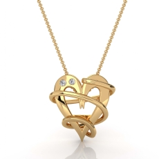 Designer Lab Grown Diamond Heart Pendant 14k Gold Yellow Necklace Jewelry  (0.02Ct. tw.)