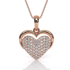 18k Rose Gold Heart Pendant Necklace with Pave Lab Grown Diamonds  (0.47Ct. tw.)