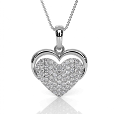 14K White Gold Heart Pendant Necklace with Pave Lab Grown Diamonds 0.47 ctw.