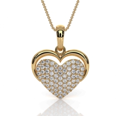 14k Gold Yellow Heart Pendant Necklace with Pave Lab Grown Diamonds  (0.47Ct. tw.)