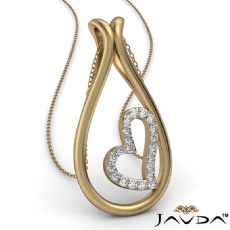Dew Drop Little Heart Diamond Pendant Necklace In 14k Gold Yellow  (0.21Ct. tw.)