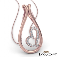 Dew Drop Little Heart Diamond Pendant Necklace In 18k Rose Gold  (0.21Ct. tw.)