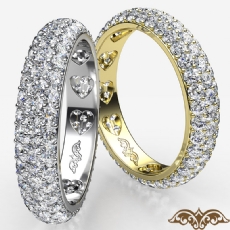 3 Row Women's Eternity Wedding Band 14k Gold Yellow Round Diamond Pave Ring  (1.5Ct. tw.)