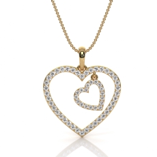 Dual Heart Round Lab Grown Diamond Pendant Necklace in 14k Gold Yellow  (0.49Ct. tw.)