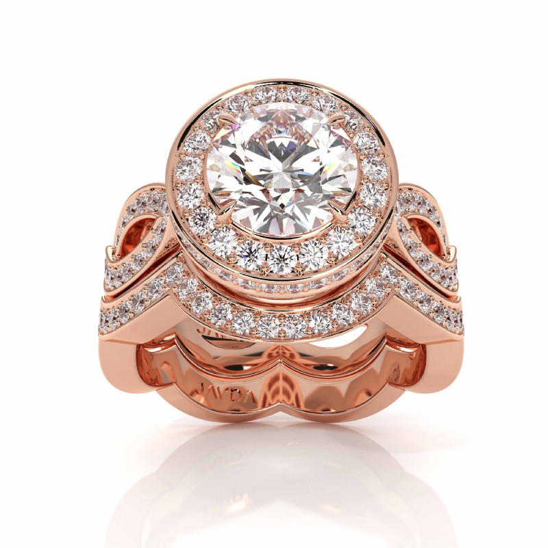 Infinity Shank Halo Bridal Set diamond Ring 14k Rose Gold