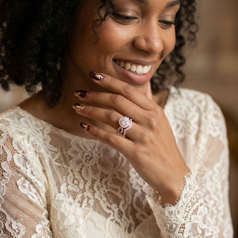 Infinity Shank Halo Bridal Set diamond Ring 14k Rose Gold