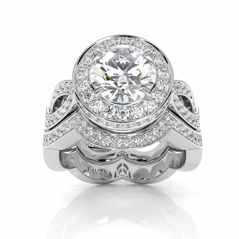 Infinity Shank Halo Bridal Set diamond Ring 14k Gold White