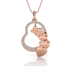 Solid 18k Rose Gold Lab Grown Diamond Heart Pendant Multi Heart Pave  (0.3Ct. tw.)