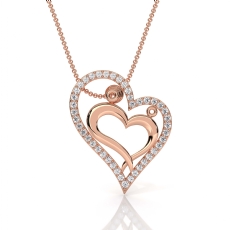 18k Rose Gold Pave Lab Grown Diamond Heart Pendant Elegant Love Design  (0.22Ct. tw.)