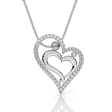 14K White Gold Pave Lab Grown Diamond Heart Pendant Elegant Love Design 0.22ctw.