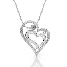18k Gold White Pave Lab Grown Diamond Heart Pendant Elegant Love Design  (0.22Ct. tw.)