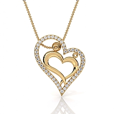 14k Gold Yellow Pave Lab Grown Diamond Heart Pendant Elegant Love Design  (0.22Ct. tw.)