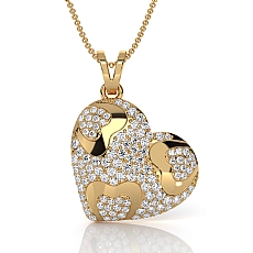 14k Gold Yellow Lab Grown Diamond Heart Pendant Necklace Multi Heart Pave  (0.61Ct. tw.)