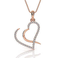 18k Rose Gold Pave Lab Grown Diamond Heart Pendant Fine Love Jewelry  (0.24Ct. tw.)