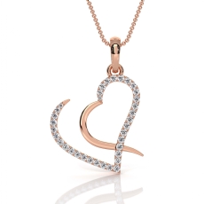 18k Rose Gold Pave Lab Grown Diamond Heart Pendant Fine Love Jewelry  (0.24Ct. tw.)