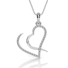 18k Gold White Pave Lab Grown Diamond Heart Pendant Fine Love Jewelry  (0.24Ct. tw.)