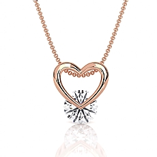 18k Rose Gold Lab Grown Diamond Open Heart Charm Pendant  Solitaire Love (0.8Ct. tw.)