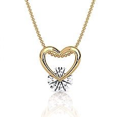 14k Gold Yellow Lab Grown Diamond Open Heart Charm Pendant  Solitaire Love (0.8Ct. tw.)