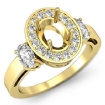 3 Stone Diamond Anniversary Round Oval Cut Setting Ring 14k Yellow Gold Semi Mount 1.05Ct - javda.com 