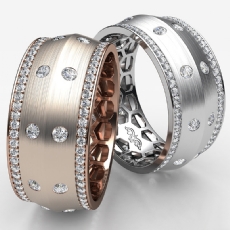 Bezel Set Knife Edge Diamond Eternity Men's Wedding Band 14k Rose Gold  (1.31Ct. tw.)